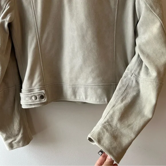 ✨MUST GO free shipping! Theory Suede Lamb Leather Downtown Moto Jacket - Medium - Picture 6 of 8